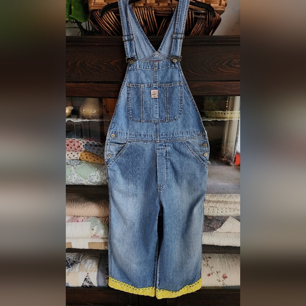 UNIONBAY Blue Denim Jumpsuit with Yellow Trim